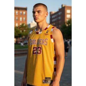 Reebok LeBron James Cleveland Cavaliers 23 Hardwood Classics Jersey Yellow XL +2